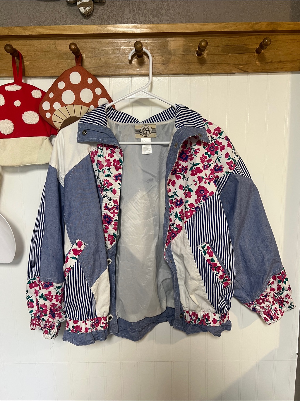 Vintage Denim Republic Children's Floral & Chambray Windbreaker Jacket Blue/Pink